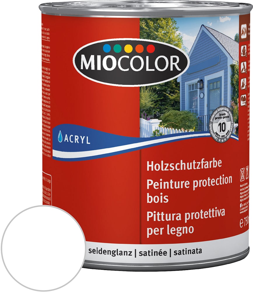 Holzschutzfarbe Weiss 750 ml Holzlasur Miocolor 661118600000 Farbe Weiss Inhalt 750.0 ml Bild Nr. 1