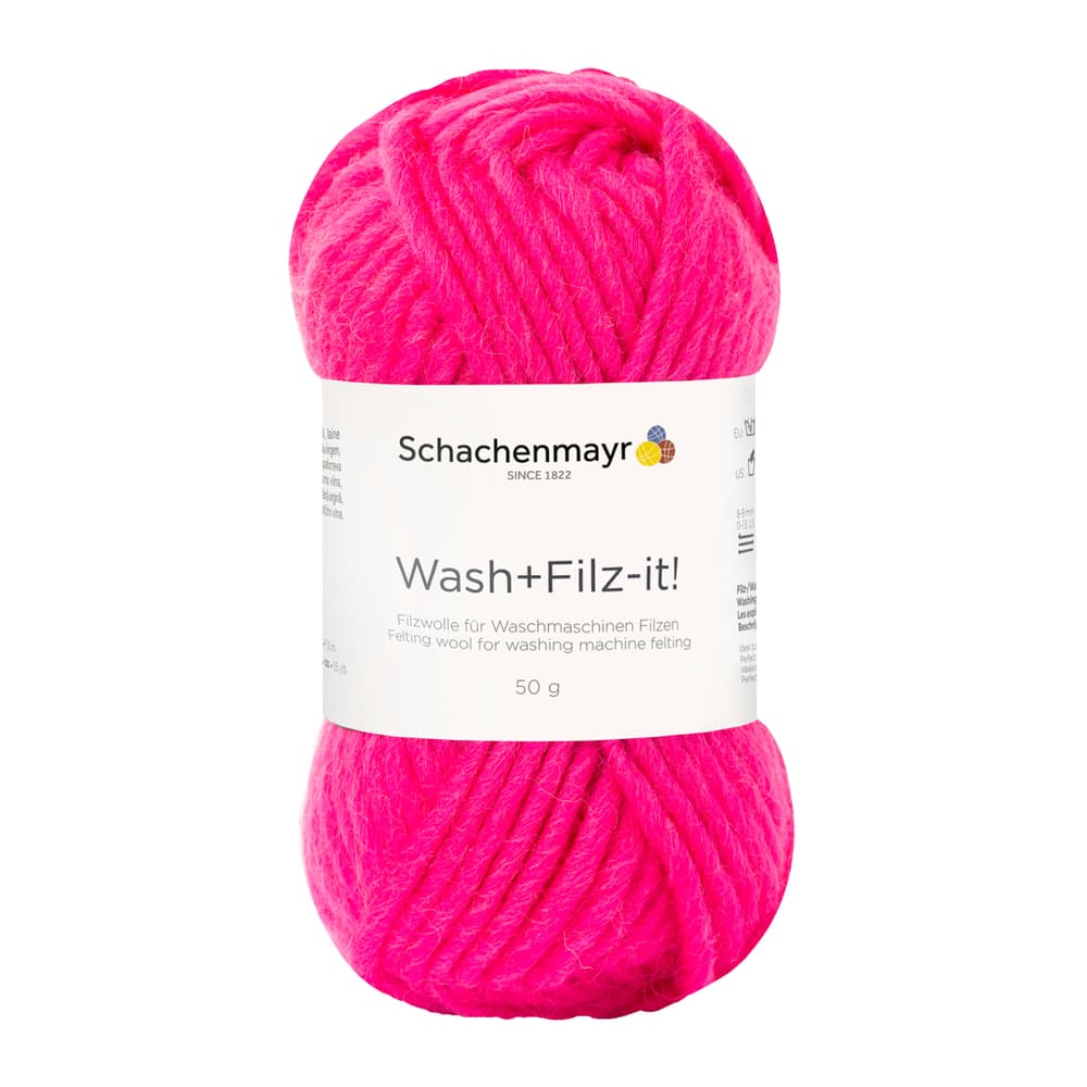 Laine  «Wash + Filz-it!» Feutre de laine Schachenmayr 667089000020 Couleur Rose vif Dimensions L: 14.0 cm x L: 7.5 cm x H: 7.0 cm Photo no. 1