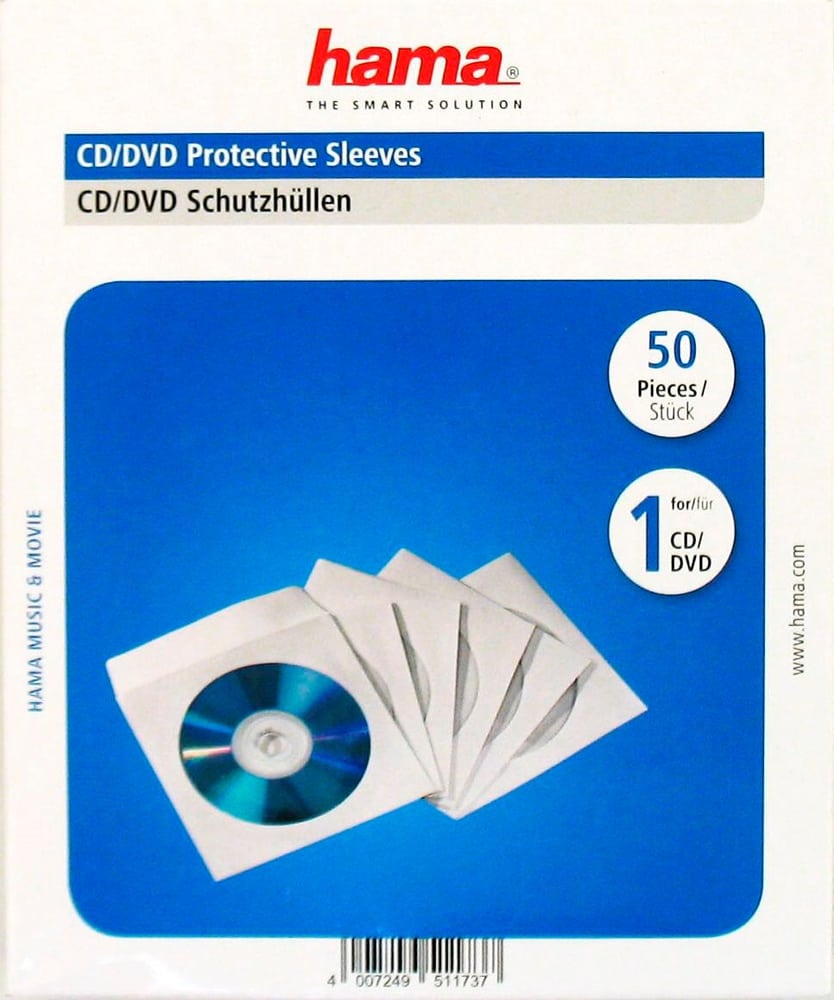 Pochettes de protection en papier pour CD/DVD, paquet de 50 Boîtier vide pour médias optiques Hama 785300172341 Photo no. 1
