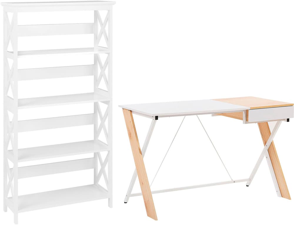 Ensemble pour bureau blanc et bois clair FOSTER/HAMDEN Meubles de bureau Beliani 674741800000 Photo no. 1