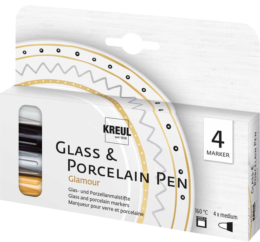 KREUL, glassporcelain pen galmour, set da 4 Penna in vetro + penna in porcellana 666788500000 N. figura 1
