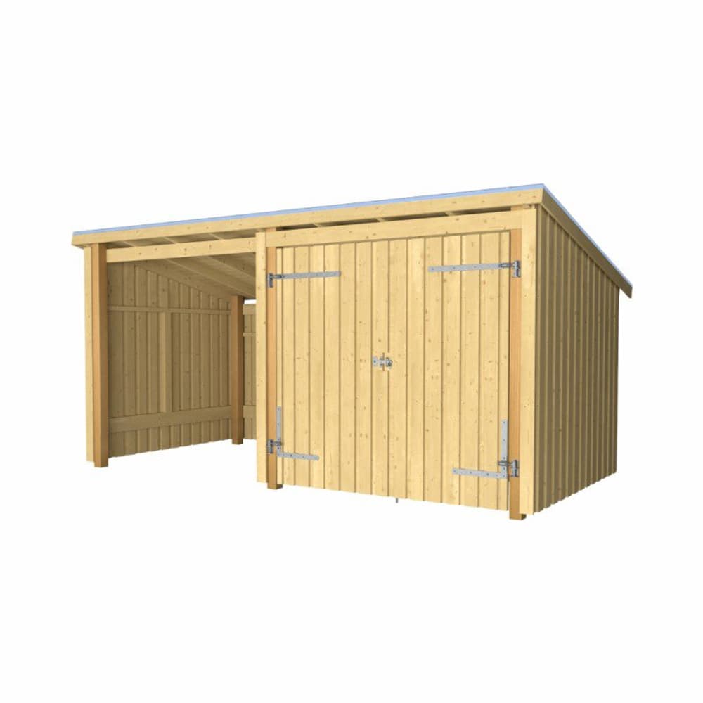 Nordic Multi Gartenhaus 2 Mod.+DoppTür 432x218x167/218 cm  Set 1 unbehandelt Gartenhaus PLUS 669700107958 Bild Nr. 1