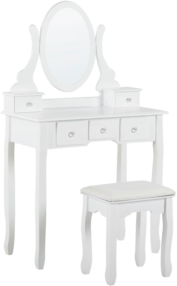 Toeletta bianca con specchio ovale 137 x 68 cm GALAXIE Tavolino da toilette Beliani 759255600000 N. figura 1