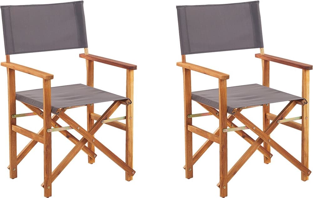 Set di 2 sedie in legno di acacia chiaro e grigio CINE Sedia da giardino Beliani 659190000000 N. figura 1