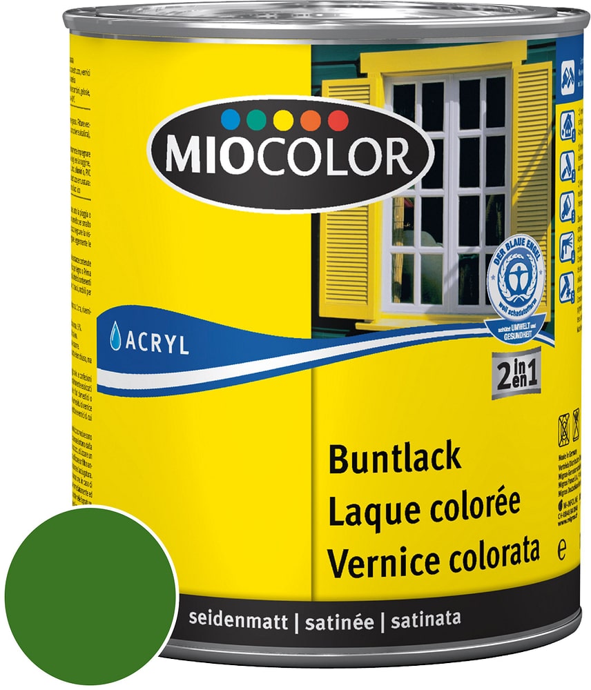 Acryl Buntlack seidenmatt Laubgrün 750 ml Acryl Buntlack Miocolor 660553400000 Farbe Laubgrün Inhalt 750.0 ml Bild Nr. 1