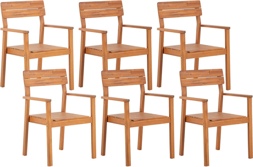 Set di 6 sedie da giardino legno acacia chiaro FORNELLI Sedia da giardino Beliani 604202400000 N. figura 1