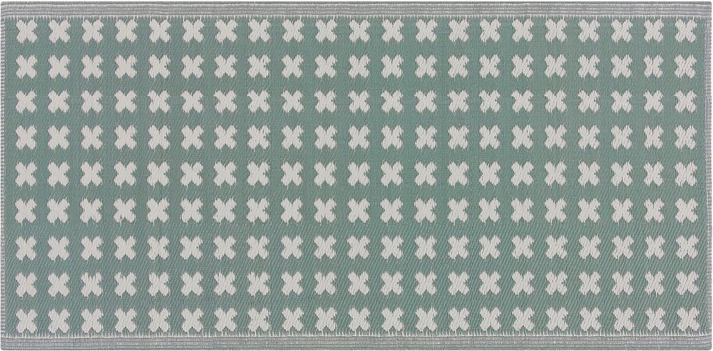 Tappeto da esterno verde con motivo geometrico 90 x 180 cm ROHTAK Tappeto per esterni Beliani 759197500000 N. figura 1