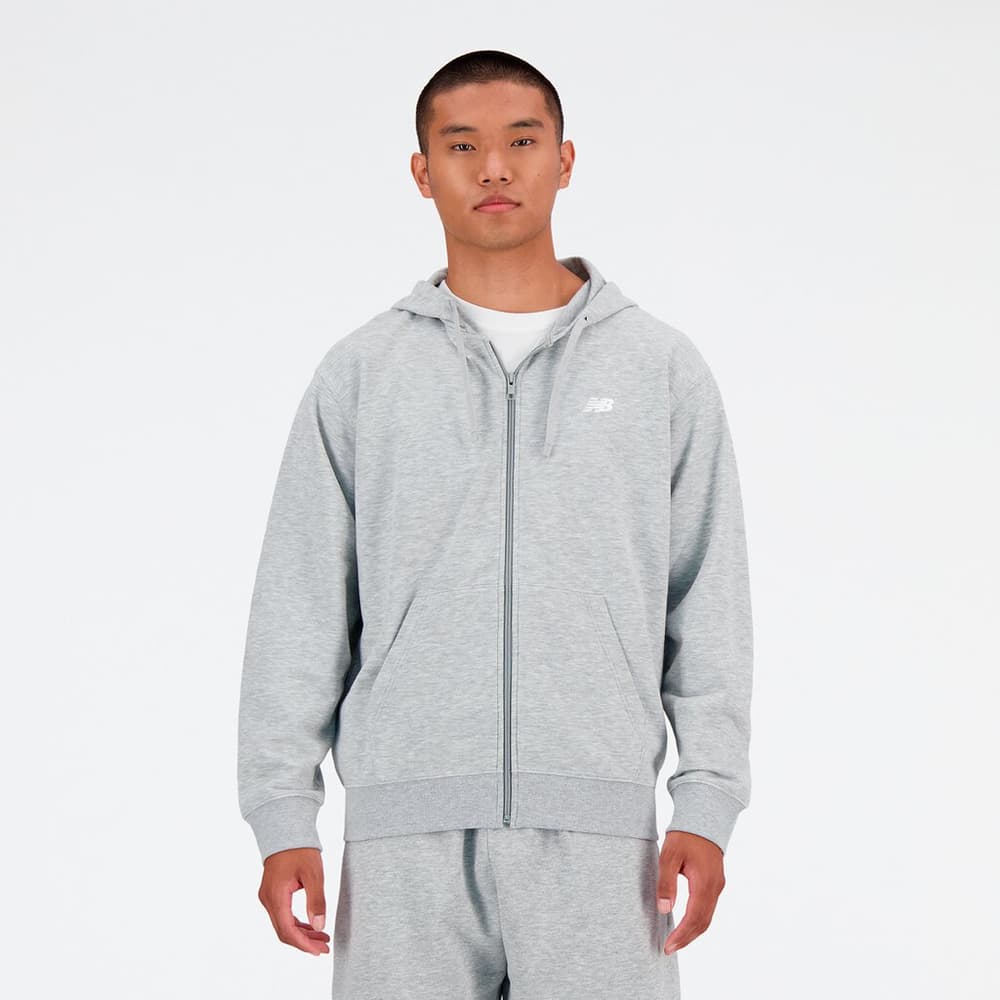 Stacked Logo French Terry FZ Hoodie Sweatshirt à capuche New Balance 474159000481 Taille M Couleur gris claire Photo no. 1
