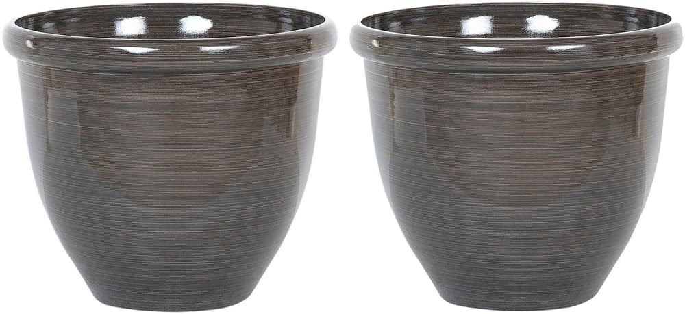 Set di 2 vasi in pietra marrone scuro  49 cm TESALIA Vaso per fiori Beliani 674737800000 N. figura 1
