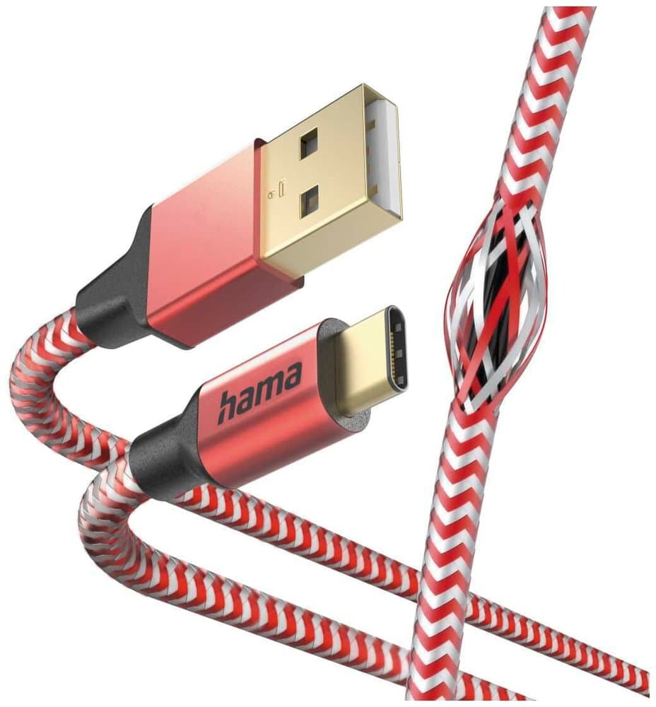 Reflective, USB-A - USB-C, 1,5 m, nylon, rouge Câble de recharge Hama 785300173139 Photo no. 1