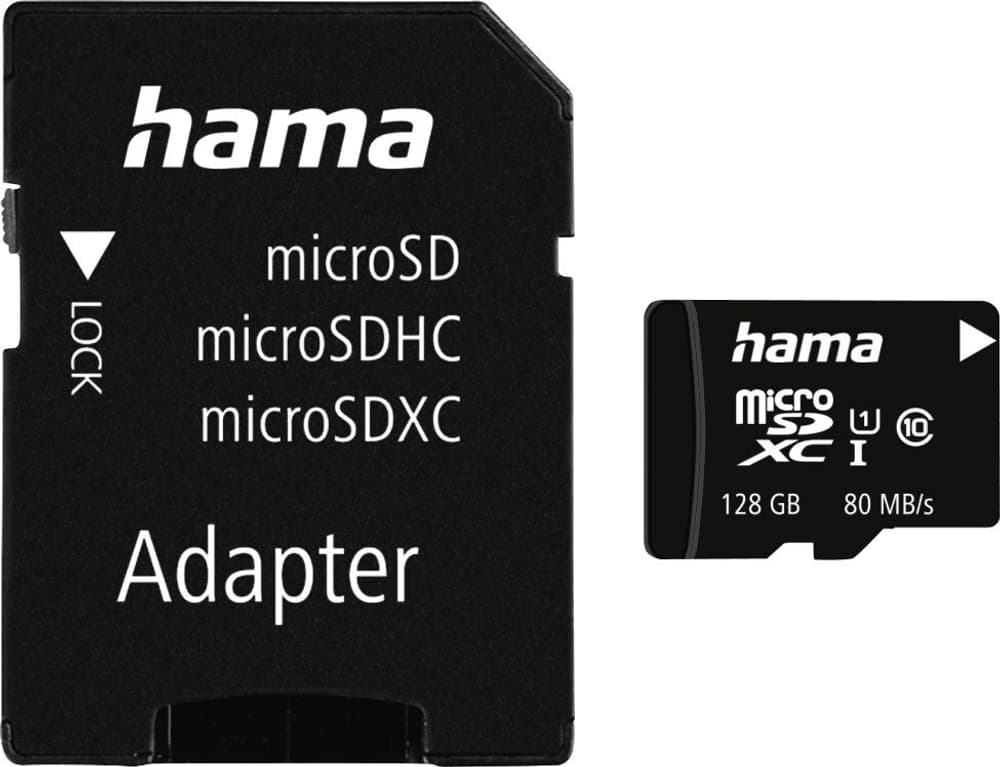 microSDXC 128GB Class 10 UHS-I 80MB / s + Adapter / Foto Carte mémoire Hama 785300181357 Photo no. 1