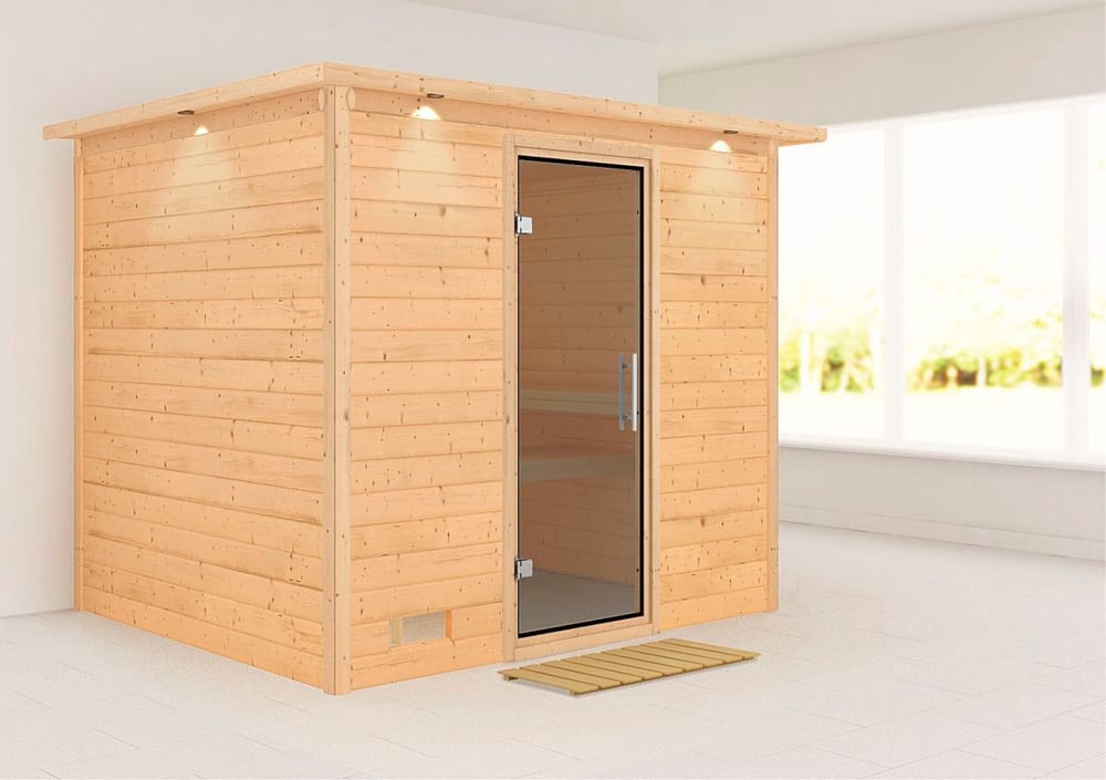 Sauna Sonara ingresso frontale, corona Sauna Karibu 647556300000 N. figura 1