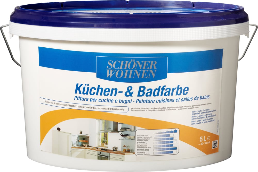 Pittura per cucine e bagni Bianco 5 l Dispersione Schöner Wohnen 660912600000 Contenuto 5.0 l N. figura 1