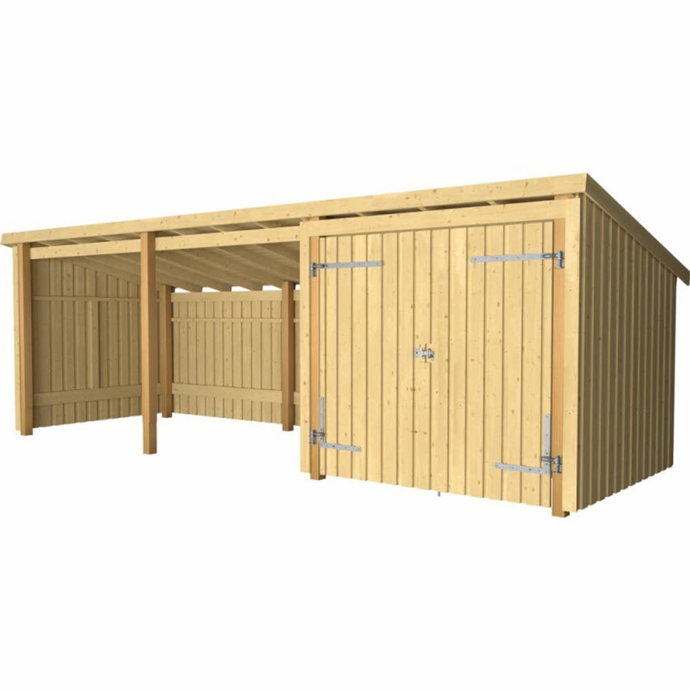 Nordic Multi Gartenhaus 3 Mod.+DoppTür 635x218x167/218 cm  unbehandelt Gartenhaus PLUS 669700107966 Bild Nr. 1