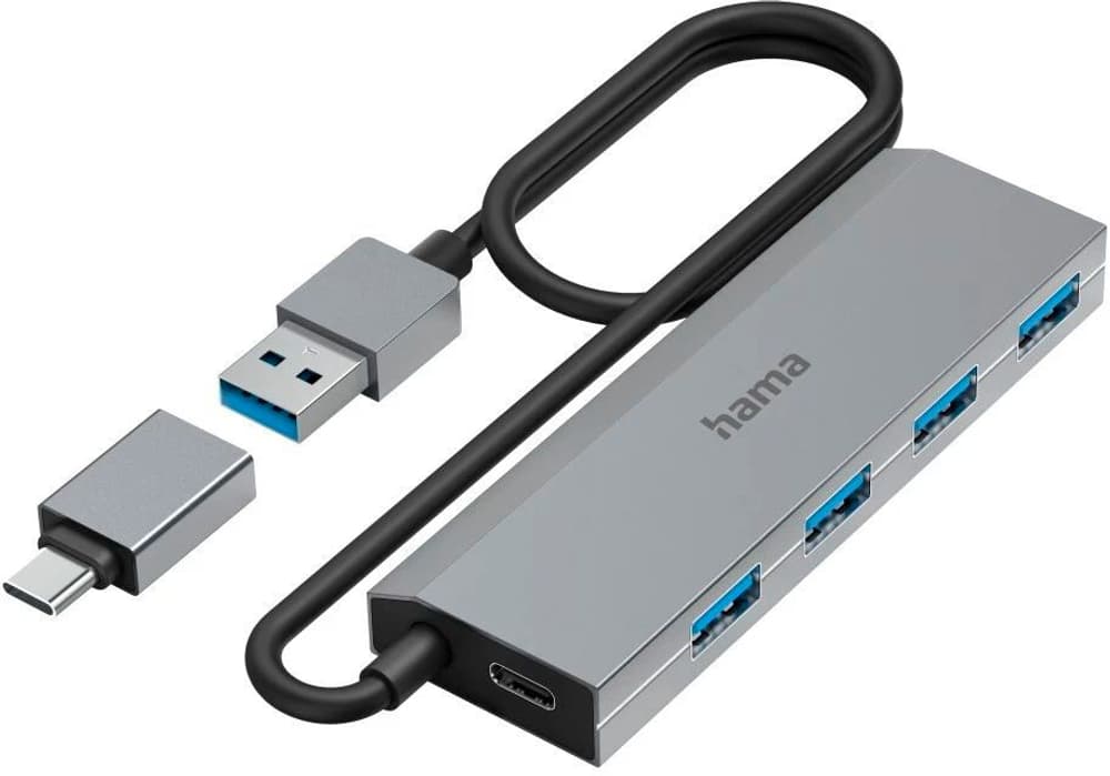4 Ports, USB 3.2 Gen1, 5 Gbit / s, inkl. USB-C-Adapter und Netzteil USB-Hub & Dockingstation Hama 785300184290 Bild Nr. 1