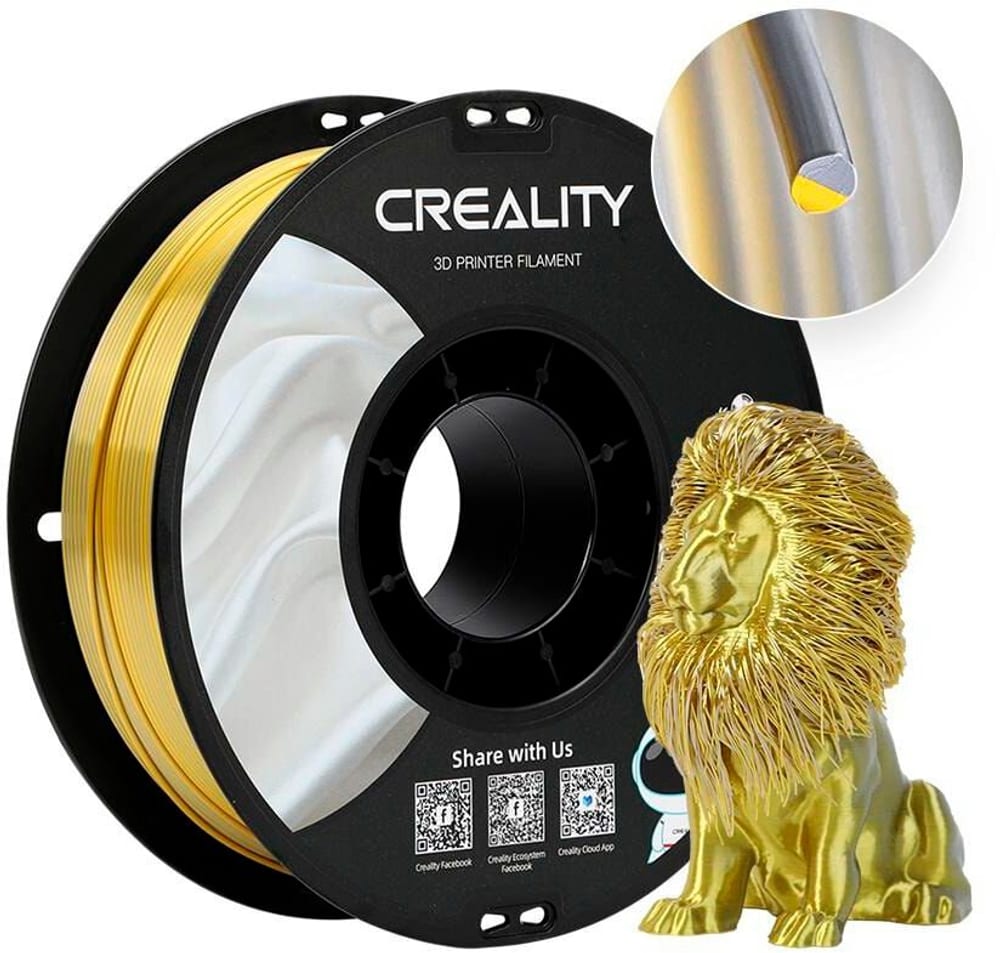 Filament PLA Silk Gold/Silber, 1.75 mm, 1 kg 3D Drucker Filament Creality 785302414957 Bild Nr. 1