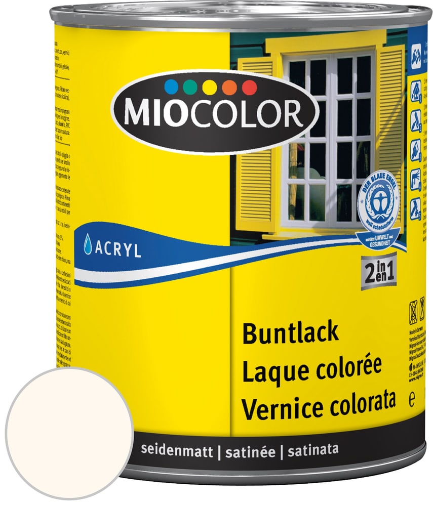 Acryl Buntlack seidenmatt Cremeweiss 375 ml Acryl Buntlack Miocolor 660551800000 Farbe Cremeweiss Inhalt 375.0 ml Bild Nr. 1