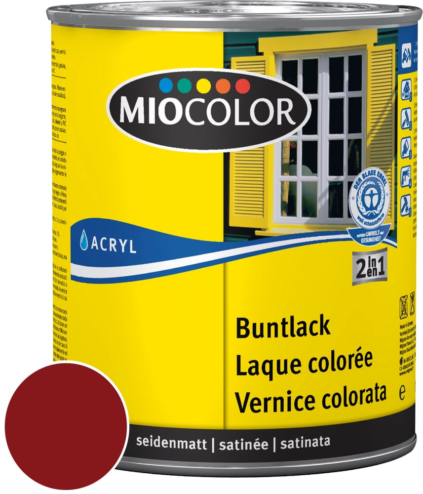 Acryl Buntlack seidenmatt Weinrot 750 ml Acryl Buntlack Miocolor 660557800000 Farbe Weinrot Inhalt 750.0 ml Bild Nr. 1
