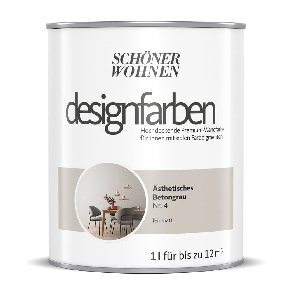 Designfarbe Betongrau 1 l Pittura per pareti Schöner Wohnen 660991600000 Contenuto 1.0 l N. figura 1