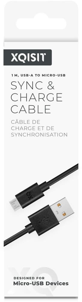 Charge & Sync microUSB 2.0 to USB A Black Cavo di ricarica XQISIT 798800101504 N. figura 1