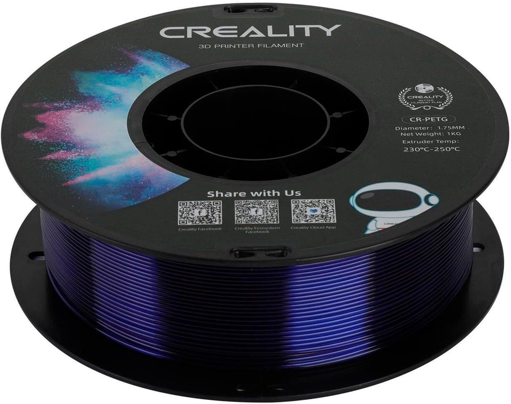 Filament PETG, Transparent Blau, 1.75 mm, 1 kg 3D Drucker Filament Creality 785302415010 Bild Nr. 1