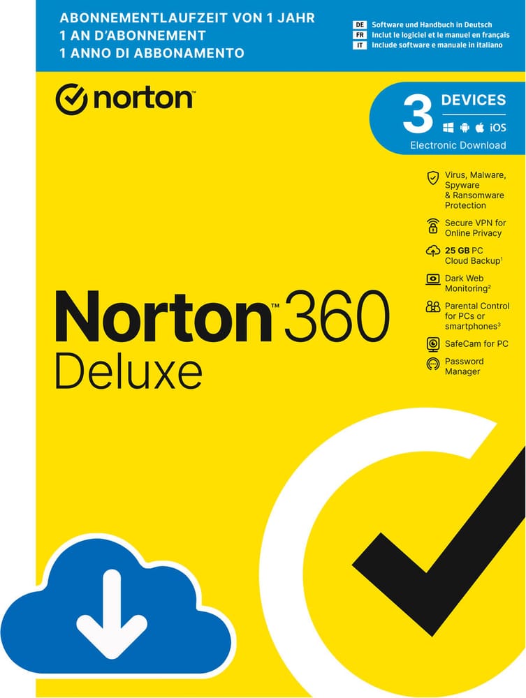 Security 360 Deluxe with 25GB 3 Device - PC/Mac/Android/iOS - ESD Antivirus (téléchargement) Norton 785300155782 Photo no. 1