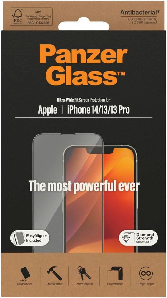Ultra Wide Fit iPhone 13/13 Pro/14 Smartphone Schutzfolie Panzerglass 785300196542 Bild Nr. 1