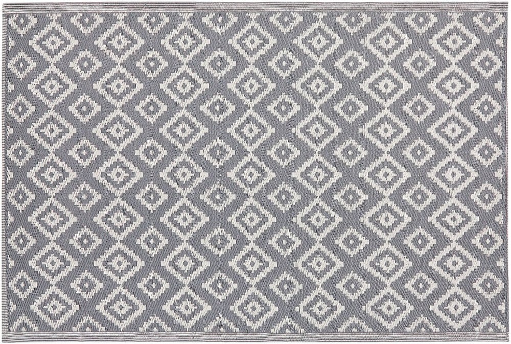 Outdoor Teppich grau 120 x 180 cm geometrisches Muster Kurzflor DHULE Outdoorteppich Beliani 759231800000 Bild Nr. 1