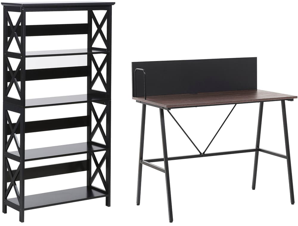 Set di mobili da ufficio legno scuro e nero FOSTER/HASTINGS Mobili da ufficio Beliani 674741400000 N. figura 1