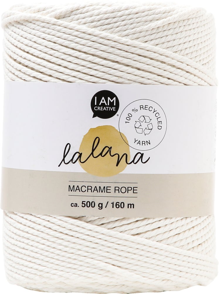 Macrame Rope cream, fil à nouer Lalana pour projets de macramé, pour tisser et nouer, couleur crème, 2 mm x env. 160 m, env. 500 g, 1 écheveau groupé Fil de macramé 668363800000 Photo no. 1