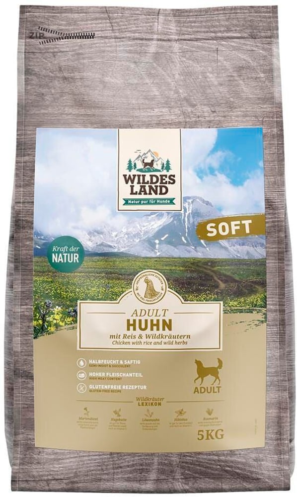 Dog Adult Soft Huhn & Reis Trockenfutter Wildes Land 785300193818 Bild Nr. 1