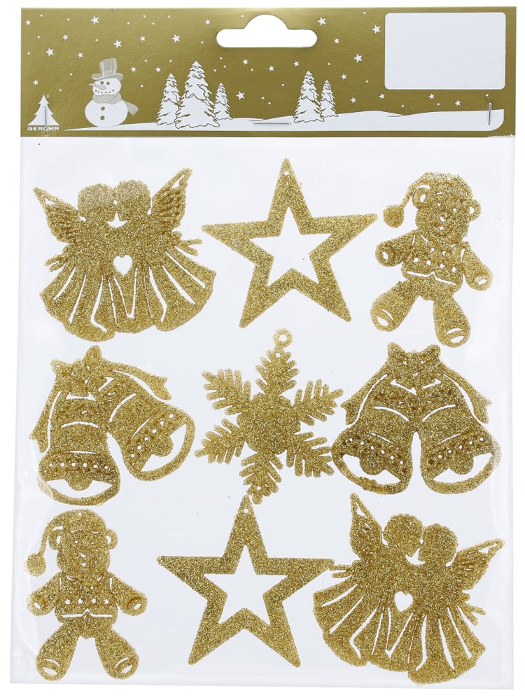 Weihnachtsfiguren, 9 Stk. Glitter, gold Fensterbild Geroma 655195400000 Bild Nr. 1