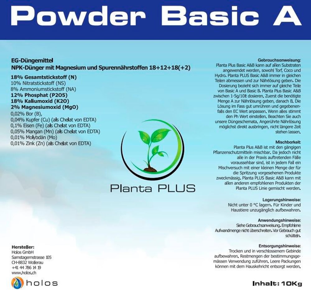 Powder Basic A - 10 Kg Feststoffdünger PlantaPlus 669700104900 Bild Nr. 1