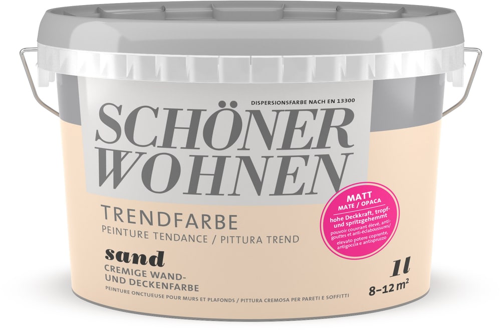 Vernice di tendenza opaca Sand 1 l Pittura per pareti Schöner Wohnen 660962800000 Contenuto 1.0 l N. figura 1