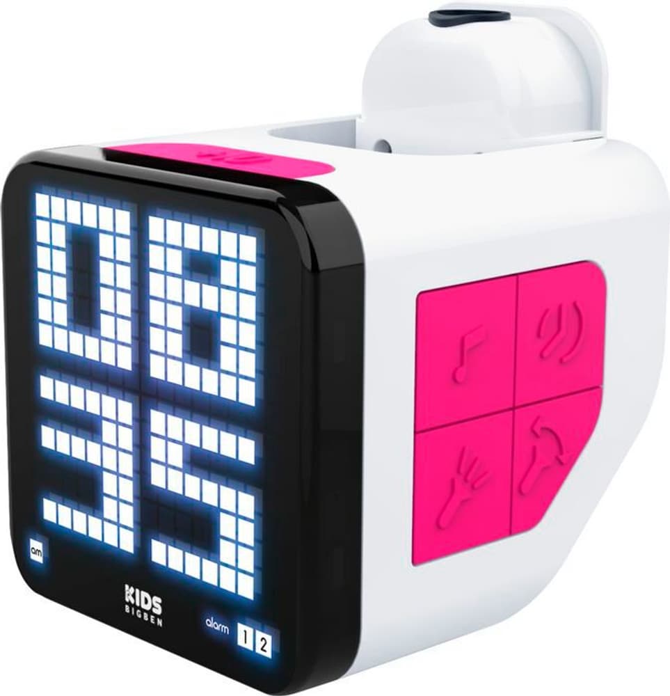 Retro Cube – bianco / rosa Sveglia per bambini Bigben 785300176536 N. figura 1