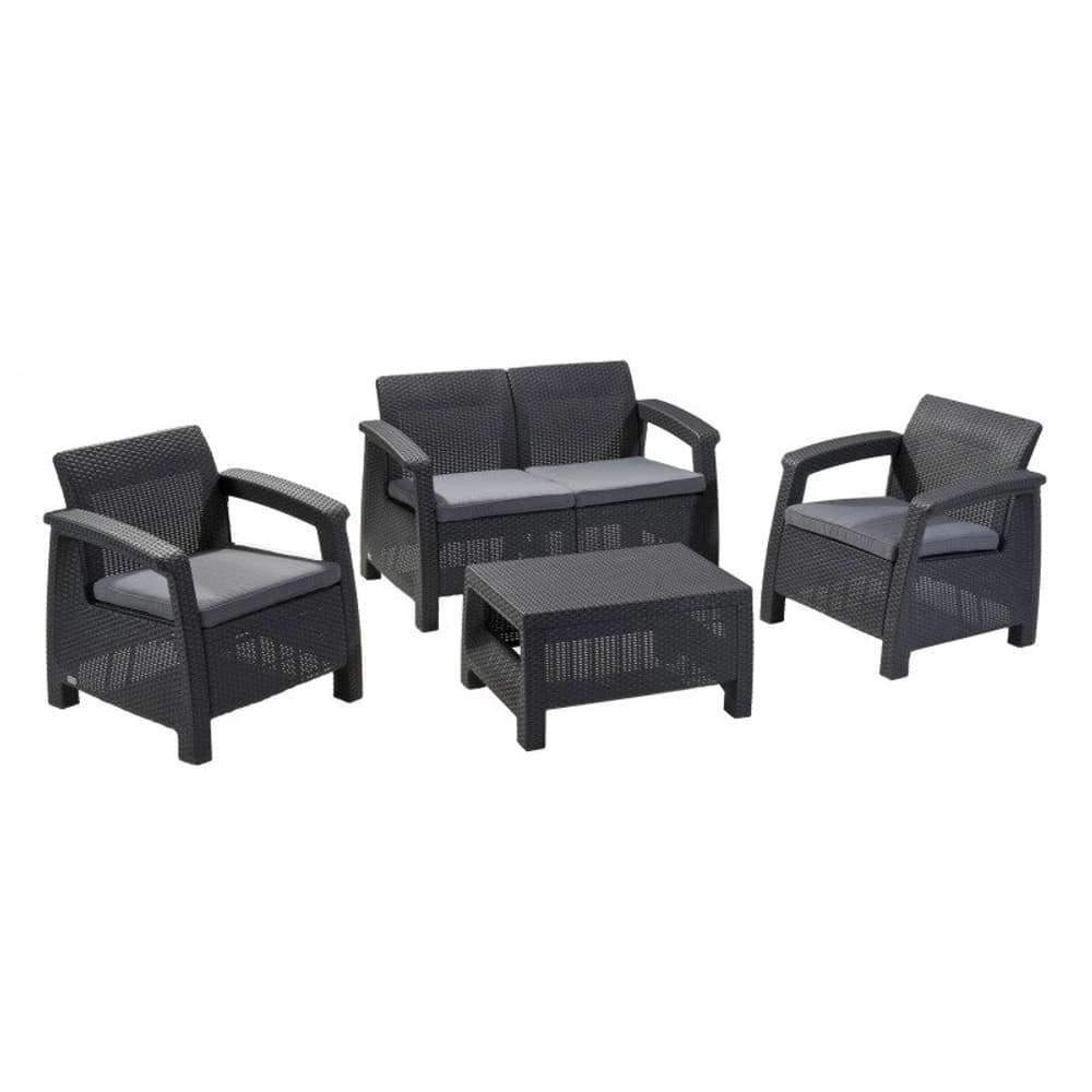 Corfu Lounge Wicker Set graphite, coussins inclus graphite Keter 669700107118 Photo no. 1