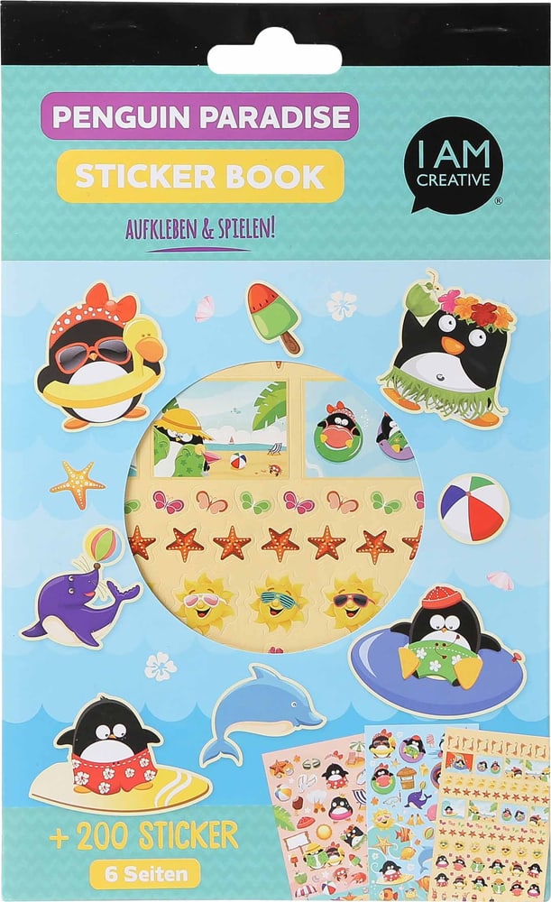 Stickerbook, Penguin Paradise, 6 foglie Libro di adesivi 666784600000 N. figura 1
