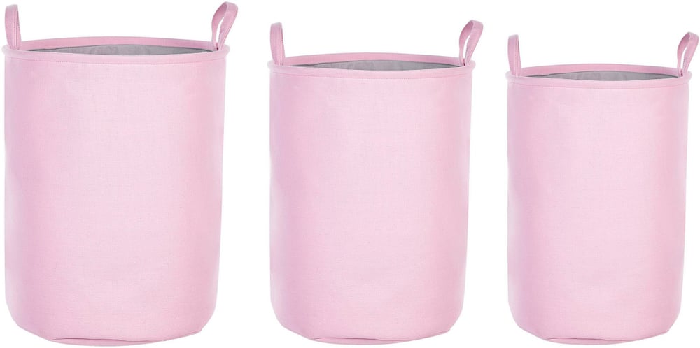 Set di 3 ceste cotone rosa e grigio ARCHA Cesto Beliani 759260300000 N. figura 1