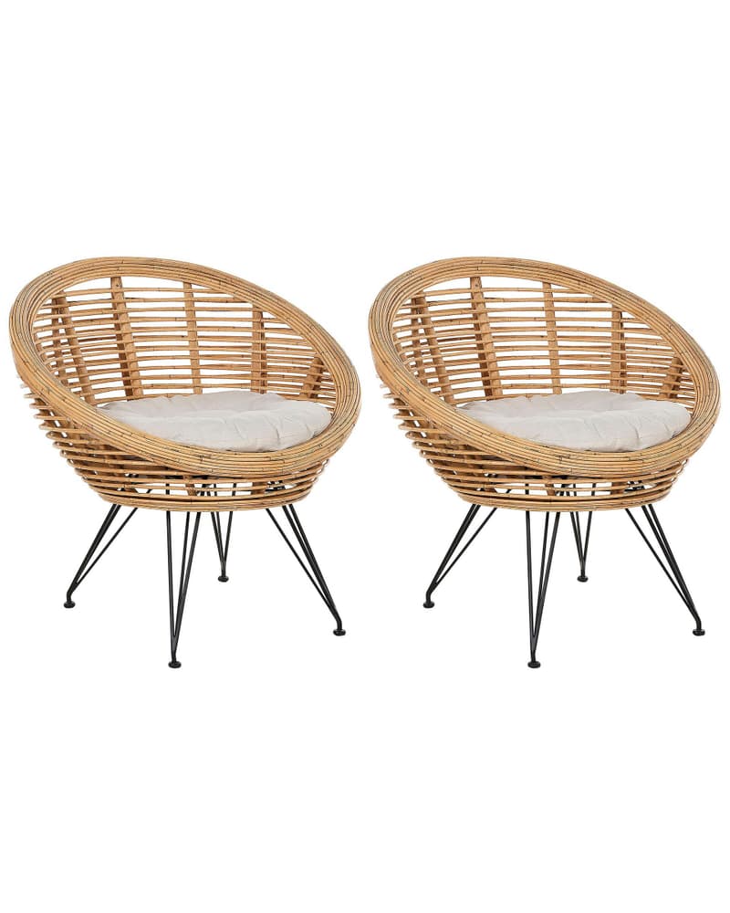 Set di 2 sedie rattan naturale MARATEA Set di 2 sedie Beliani 753787400000 N. figura 1