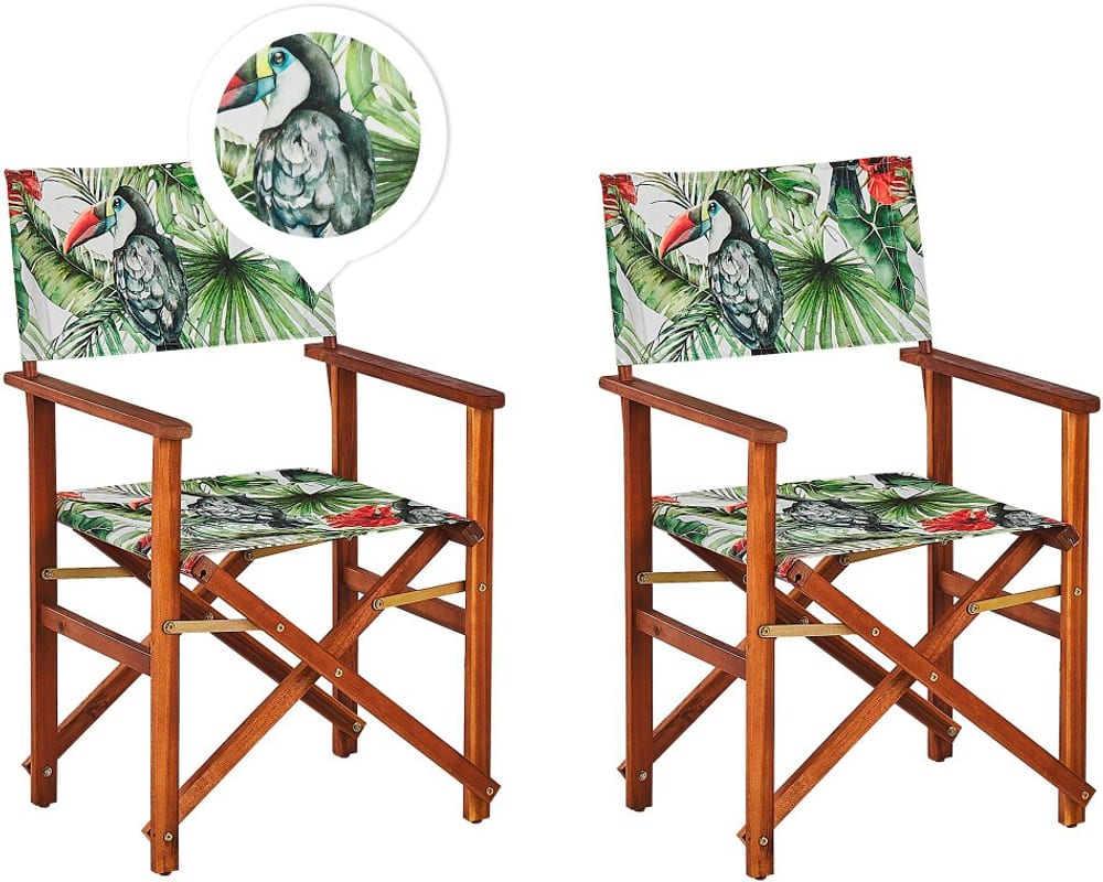 Set di 2 sedie in legno di acacia scuro tucani multicolore CINE Sedia da giardino Beliani 630149500000 N. figura 1