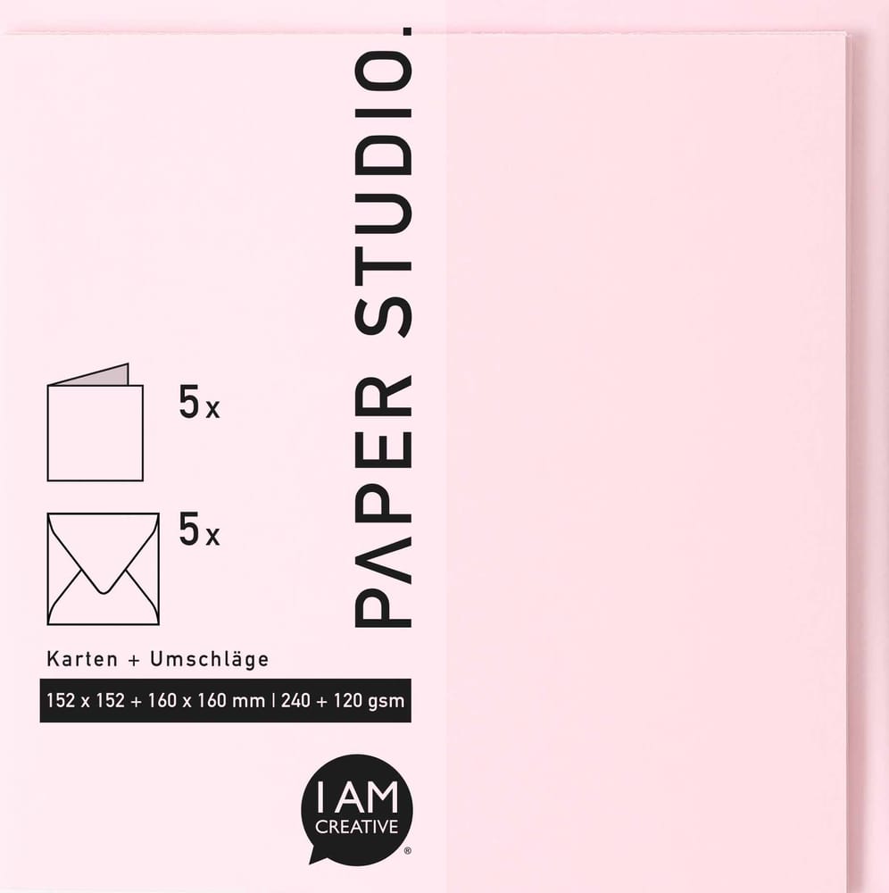 Carte+Envel.Carr 2X5P.Rosé Cartes + enveloppes 666541500030 Couleur Rose Dimensions L: 16.3 cm x P: 1.0 cm x H: 16.3 cm Photo no. 1