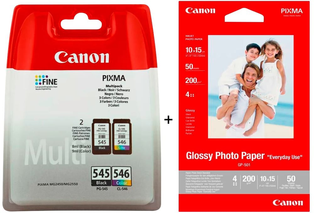 Multipack PG-545/CL-546 + GP-501 Glossy Photo Paper Cartouche d’encre / set de papier Canon 798331600000 Photo no. 1