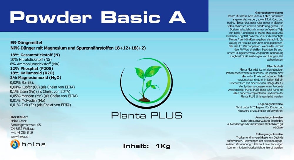 Polvere Basic A - 1 kg Fertilizzante solido PlantaPlus 669700104898 N. figura 1