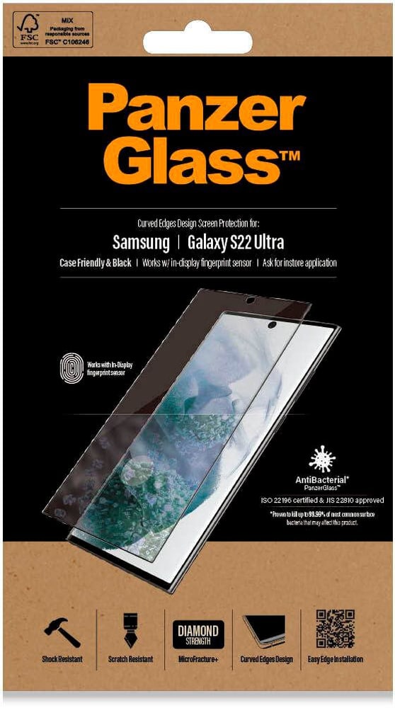 Screen Protector Case Friendly S22 Ultra Protection d’écran pour smartphone Panzerglass 798800101391 Photo no. 1