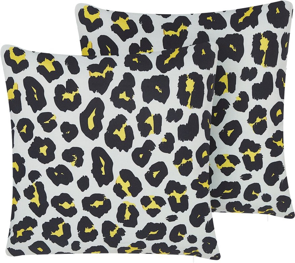 Set di 2 cuscini da giardino leopardati bianco e nero 45 x 45 cm KARDITSA Cuscino ornamentale Beliani 655520700000 N. figura 1