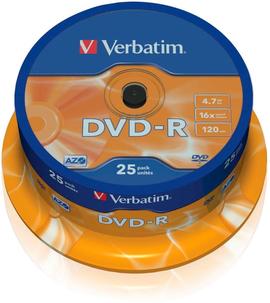 DVD-R 4,7 GB, fuso (25 pezzi) DVD vuoti Verbatim 785302436008 N. figura 1