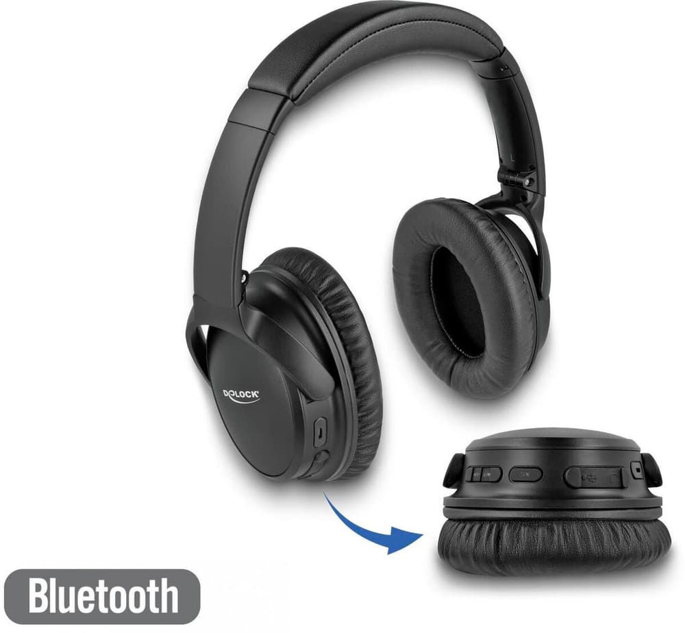 Wireless Over-Ear-Kopfhörer Bluetooth 5.0 Schwarz Over-Ear Kopfhörer DeLock 785302432036 Bild Nr. 1