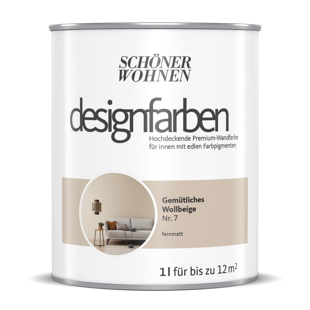 Designfarbe Wollbeige 1 l Pittura per pareti Schöner Wohnen 660991900000 Contenuto 1.0 l N. figura 1