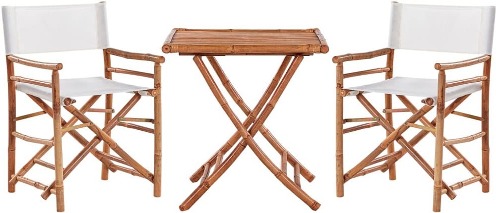 Set bistrò in legno di bambù chiaro e bianco sporco MOLISE Set di tavolino e sedie Beliani 759248200000 N. figura 1
