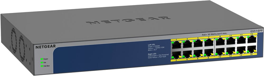 GS516PP-100EUS 16-Port Gigabit PoE+ unmanaged Switch Switch di rete Netgear 785300154840 N. figura 1